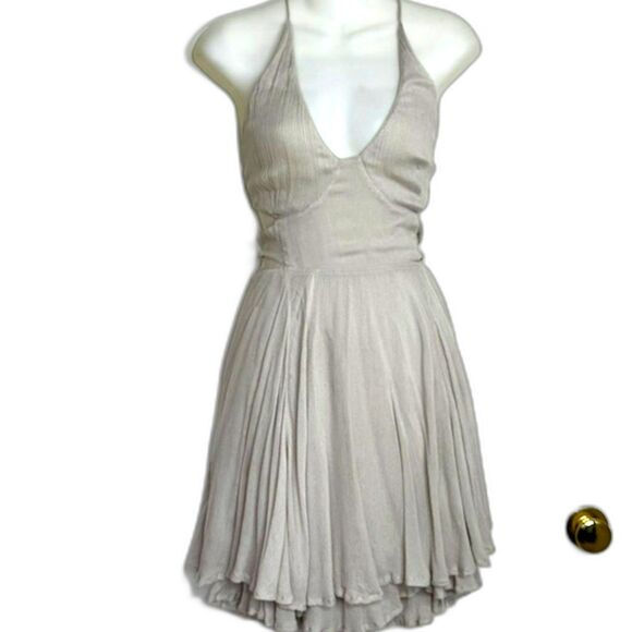 FREE PEOPLE LILLIE ENDLESS SUMMER GAUZY MINI BEACH HALTER DRESS SIZE L FESTIVAL - Picture 1 of 14